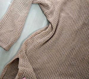 H&amp;m Brown Tank and a beige Net Top Set.