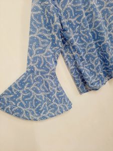 Cute Blue Summer Tops with Bell Sleeves