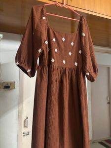 🆕 “Zudio” Coffee Embroidered Tiered Dress