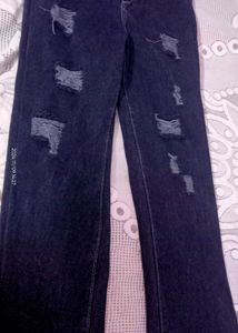 Grey Ripped Straight Fit Jeans