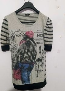 Black Stripped Grey Tshirt