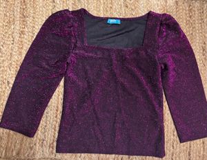 Sparkly Purple Puff Sleeve Top