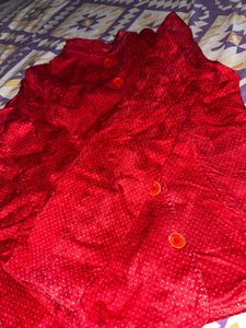 Red Button-Down Jacket Coat