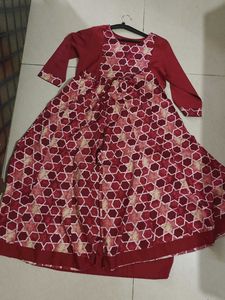Maroon Printed Kurta Set
