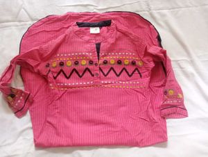 Pink Embroidered Kurta