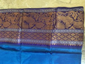 Unstitched Blue Silk Cloth Piece - 1.7meter