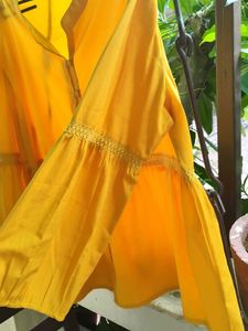 Yellow Chic Flowy Lacy Top