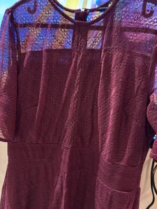 Xxl Elegant Burgundy Lace Dress
