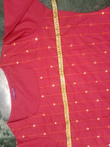 Plus Size Pink Kurti With Orange Detailing