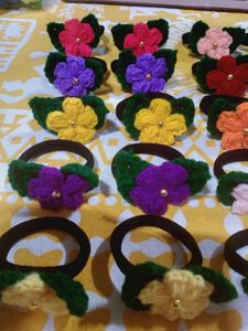 Puff Flower Crochet Hairtie
