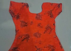 Elegant Orange Floral Print Dress