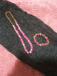 Pink And Brown Mixed Crackle Bead Combo Set