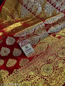 Bridal Maroon &amp; Gold Saree ♥️