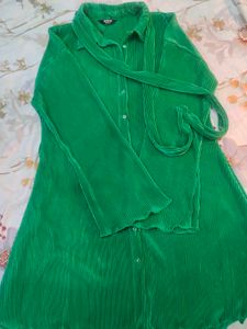 Emerald Green Pleated Dress