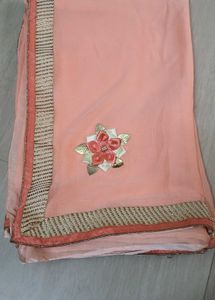 Peach Embellished Saree