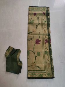 Green Cotton Saree🌿