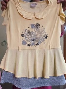 A Cotton Blend Fabric Dress, Yellow Color