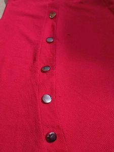 Chic Red Button-Down Top