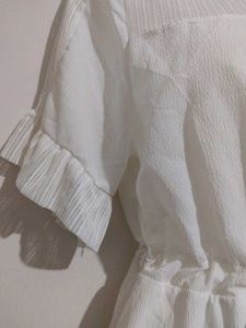 White Dress with Ruffle Sleeves