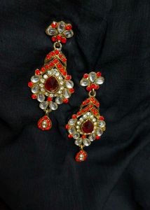 Red Stone Earrings ( Heavy look)