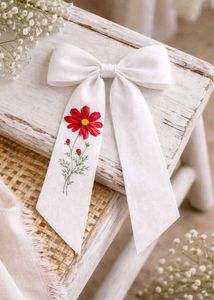 Floral Embroidered Hair Bow pack of 1