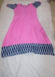 Pink Cotton Blend Dress Buy 1 Get Free