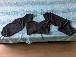 RSVP Nykaa Black Ribbed Drawstring Crop Top