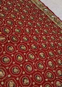 bridal full work Maroon Sequin Dress Material