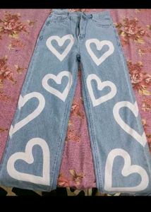 Heart Print Jeans