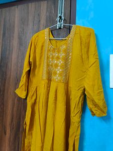 Mustard Yellow Embellished Kurti