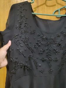 Elegant Black flared anarkali gown and dupatta set