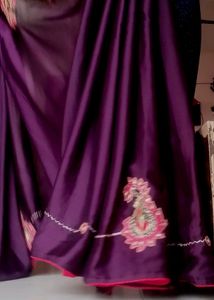 Purple Embroidered Saree with disgner blouse