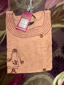 Peach Embroidered Kurti