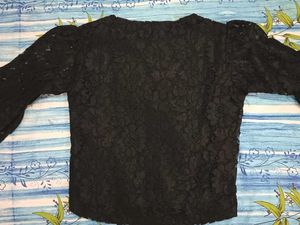 Black Lace Top with Flared Sleeves