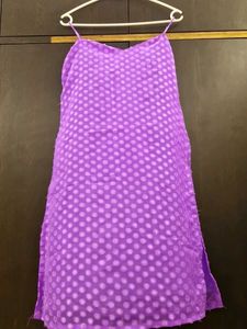 Purple Polka Dot Kurta Set