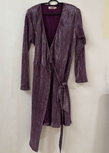 Purple Pleated Wrap Dress
