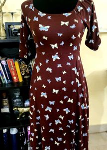 Butterfly Print Midi Dress
