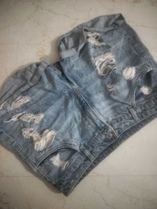 Ripped Denim Shorts