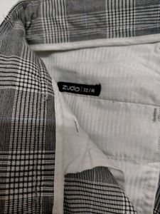 Men&#39;s Gray Plaid Slim Fit Casual Trousers
