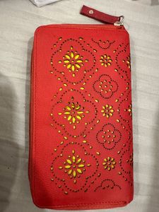 Brand New  - Red And Yellow  Laser Cut Work Wallet