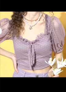 Athena Lavender puff sleeve corset Top