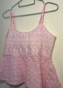 Pink Peplum Tank Top