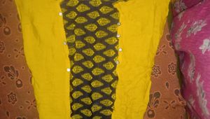 Yellow And Navy Blue Kurta