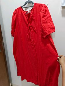 Red Linen Dress . Size XL. Fits Upto 3xl