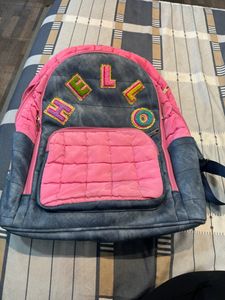 Pink And Grey Beautiful School Bag For Girls