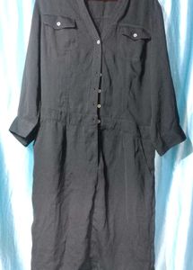 Black Button-Down Shirt Dress