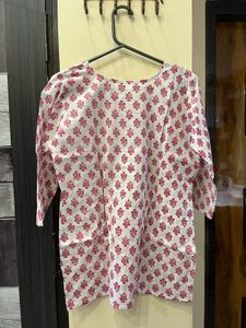 Floral Print White Kurta