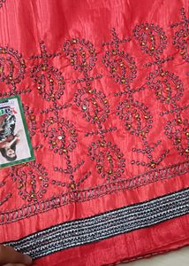 90)Georgette Red Colour Saree