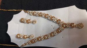 Rhinestone Necklace and Earring Set