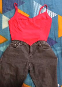 Red Tank &amp; Dark Wash Jeans Set